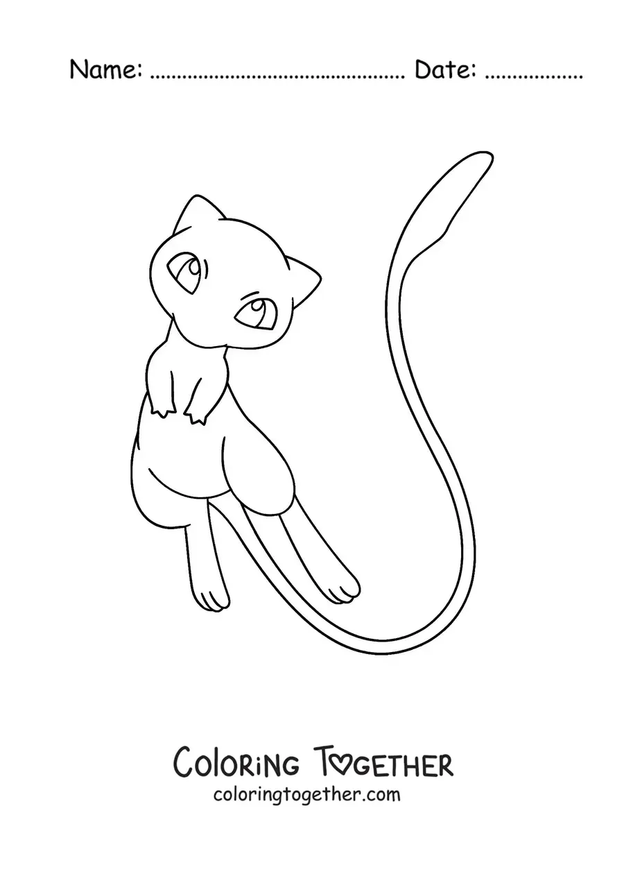 Coloring page of the Pokemon Mew