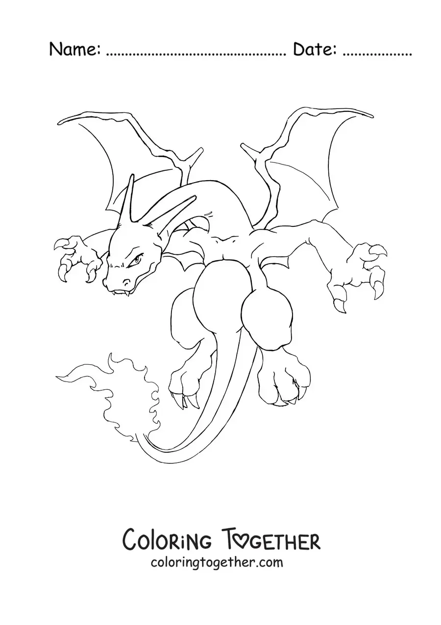 Coloring page of the Pokemon Charizard