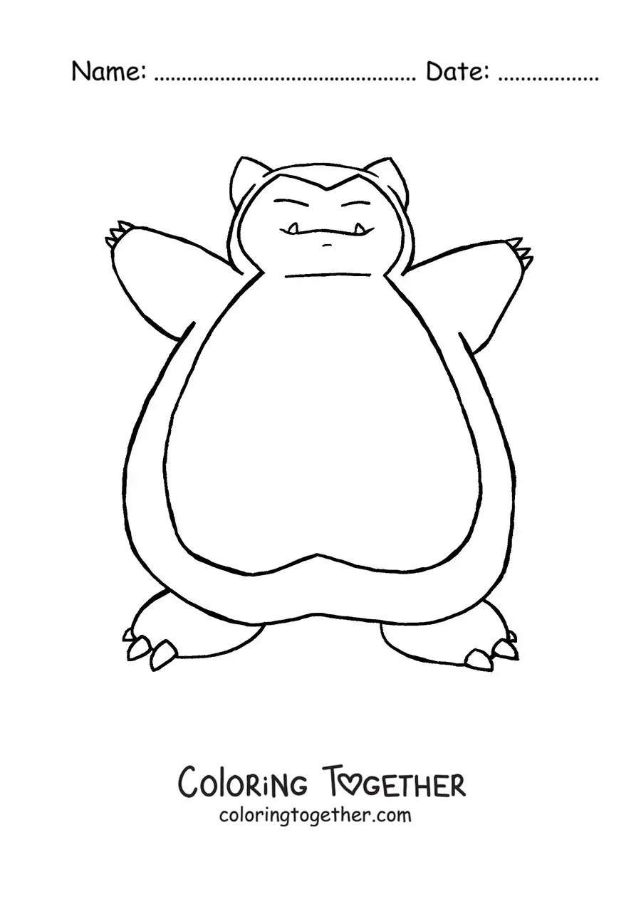 Coloring page of the Pokemon Snorlax