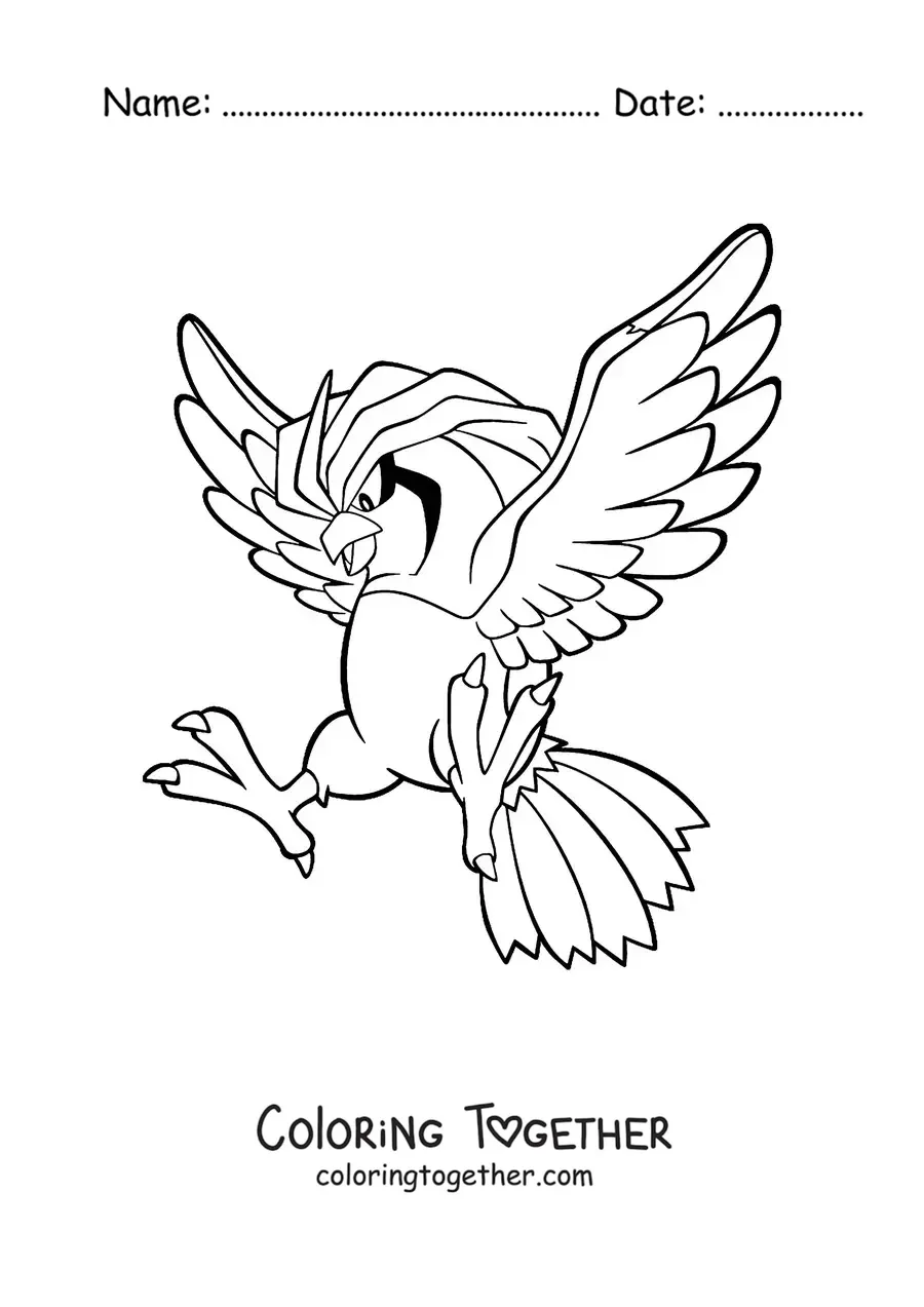 Coloring page of the Pokemon Pidgeotto