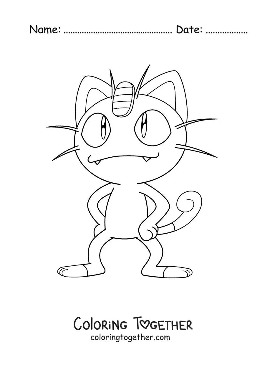 Coloring page of the Pokemon Meowth