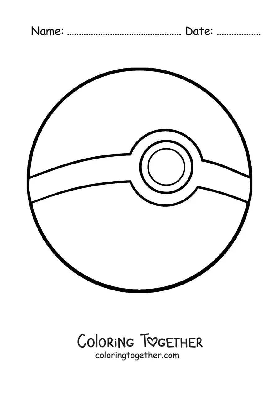 Coloring page of a Poke Ball