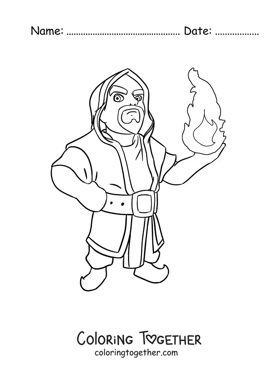 Coloring page of the Wizard from Clash Royale