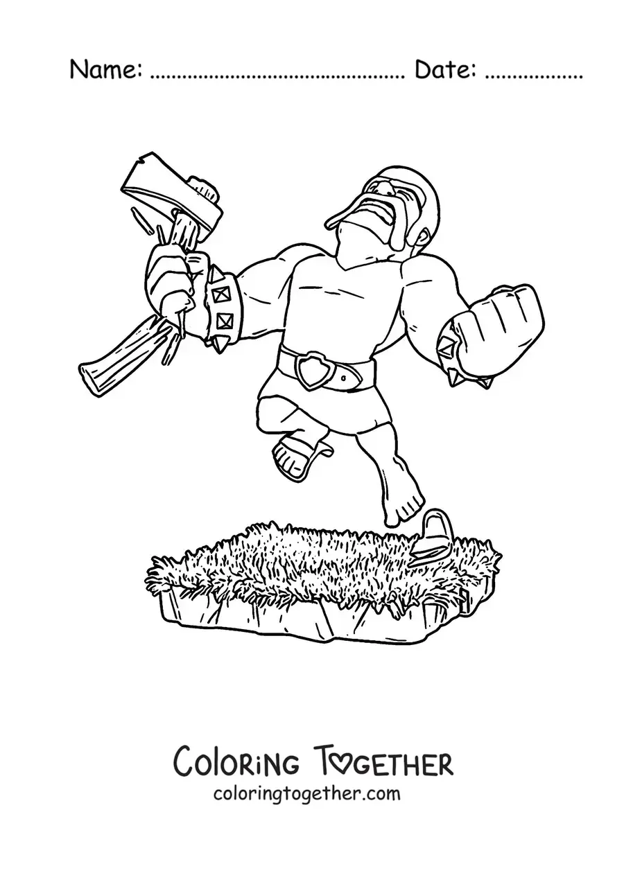 Coloring page of a Barbarian from Clash Royale