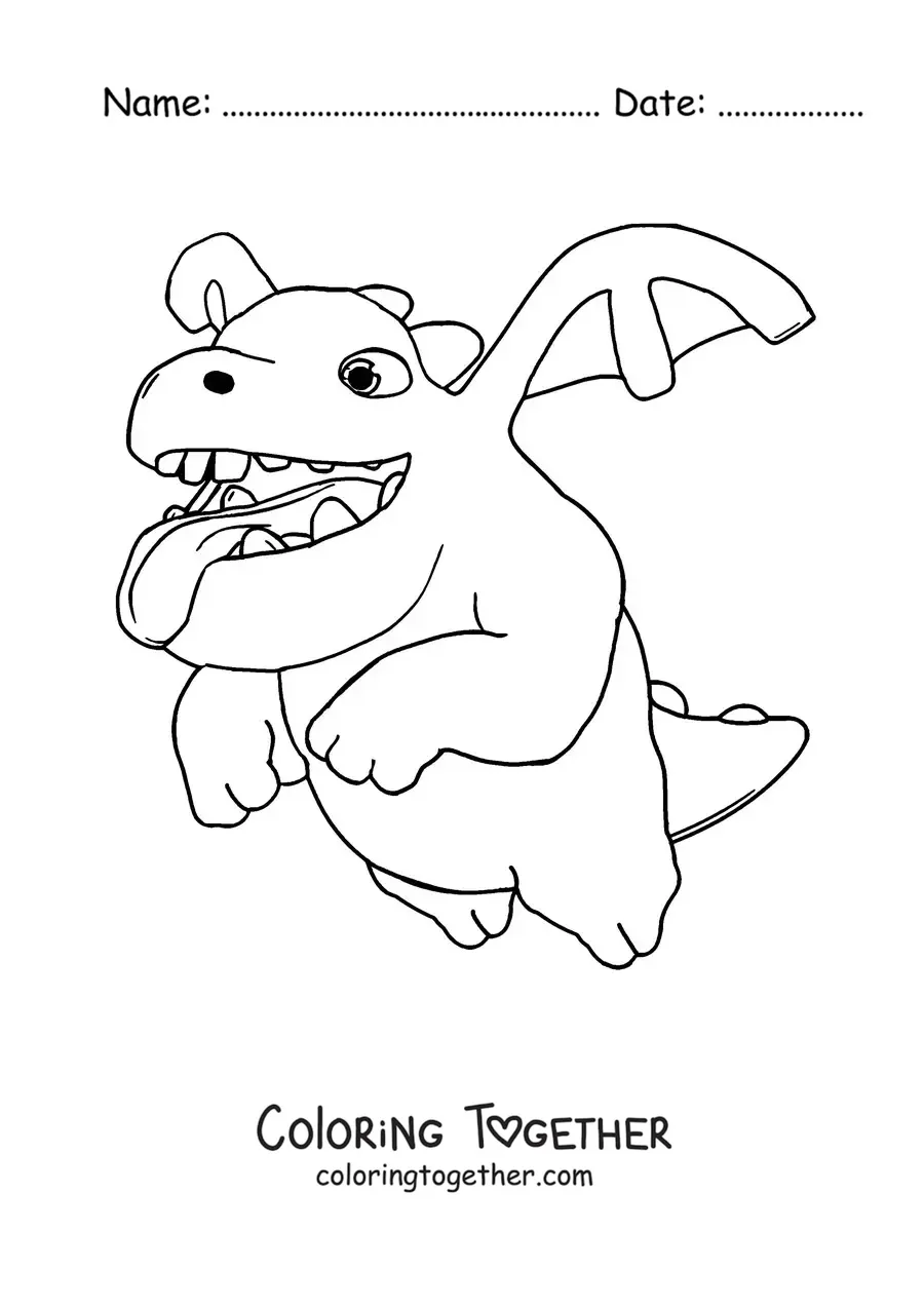 Coloring page of a Dragon from Clash Royale