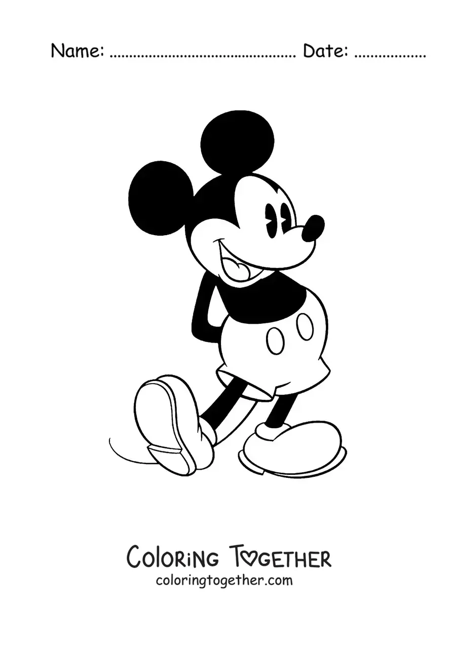Coloring page of classic Mickey Mouse