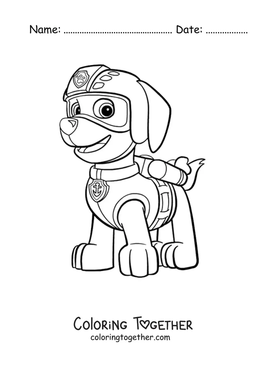 Coloring page of Zuma from Paw Patrol