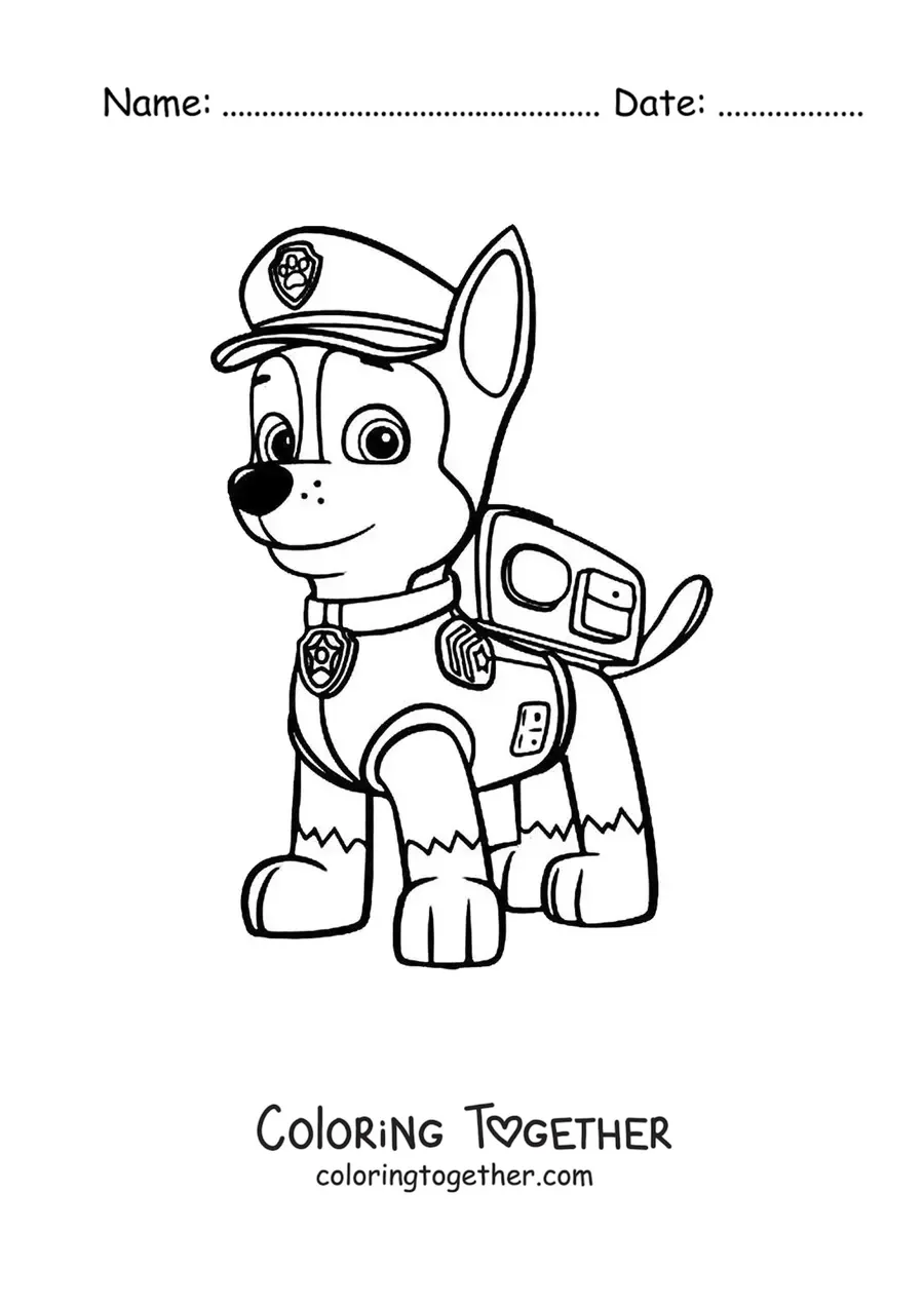 Coloring page of Chase from Paw Patrol