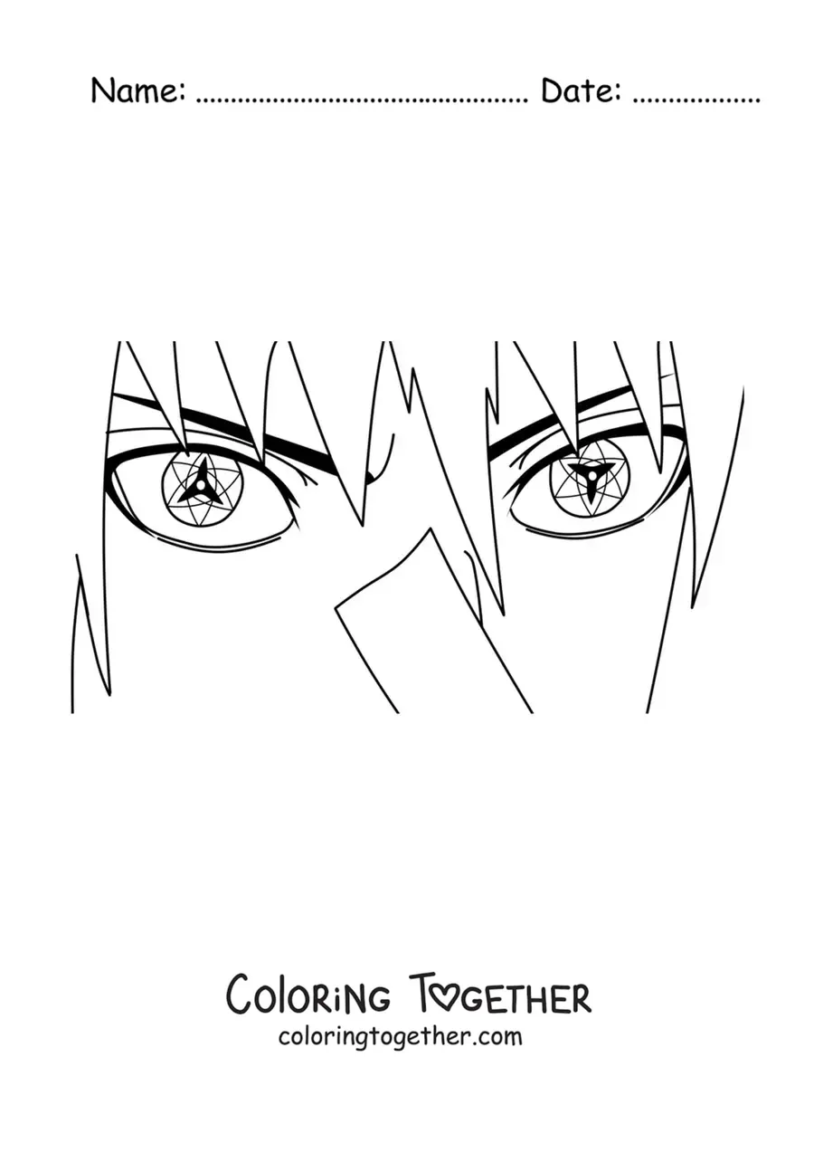 Coloring page of Sasuke's eyes with the Sharingan