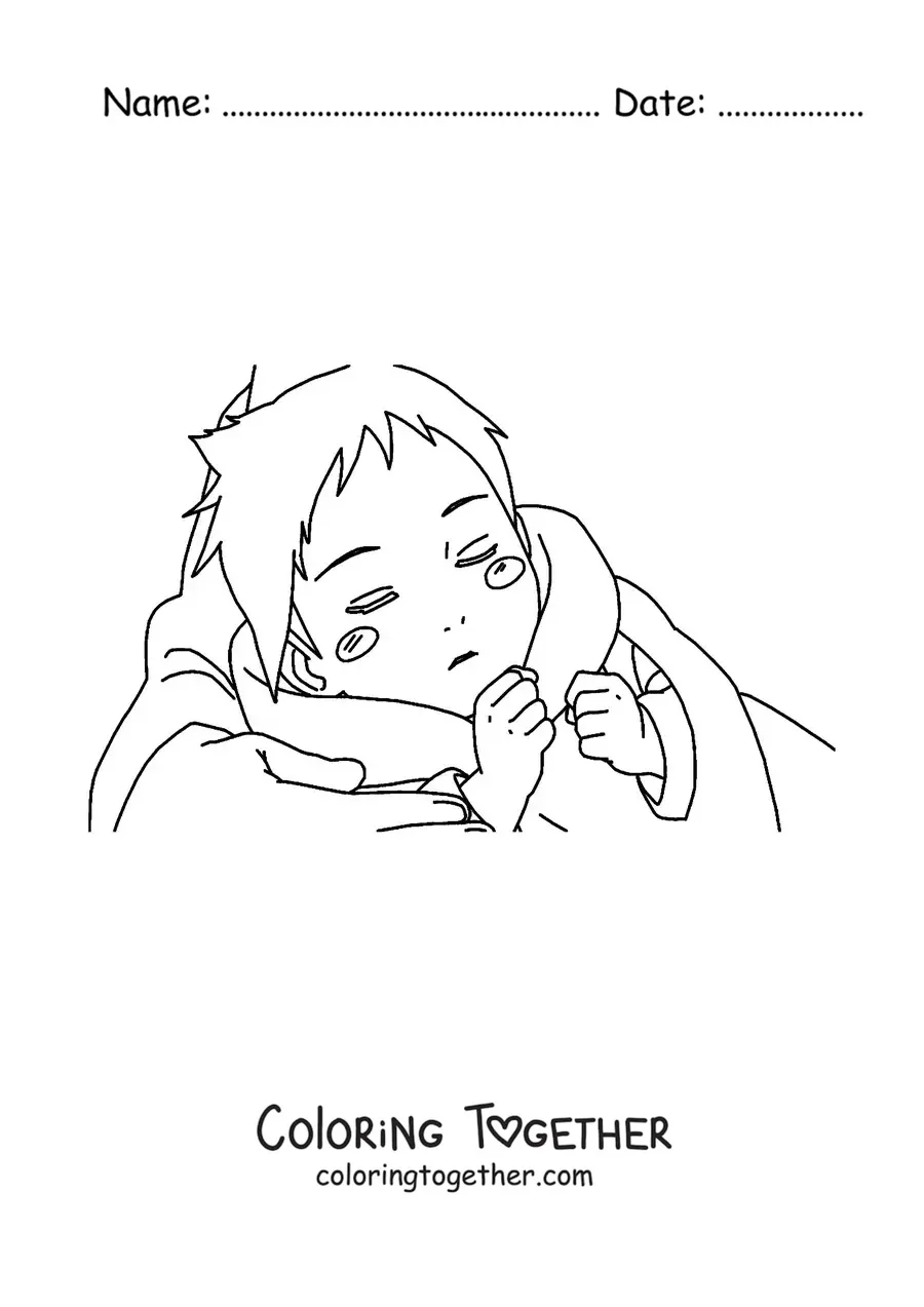 Coloring page of baby Sasuke