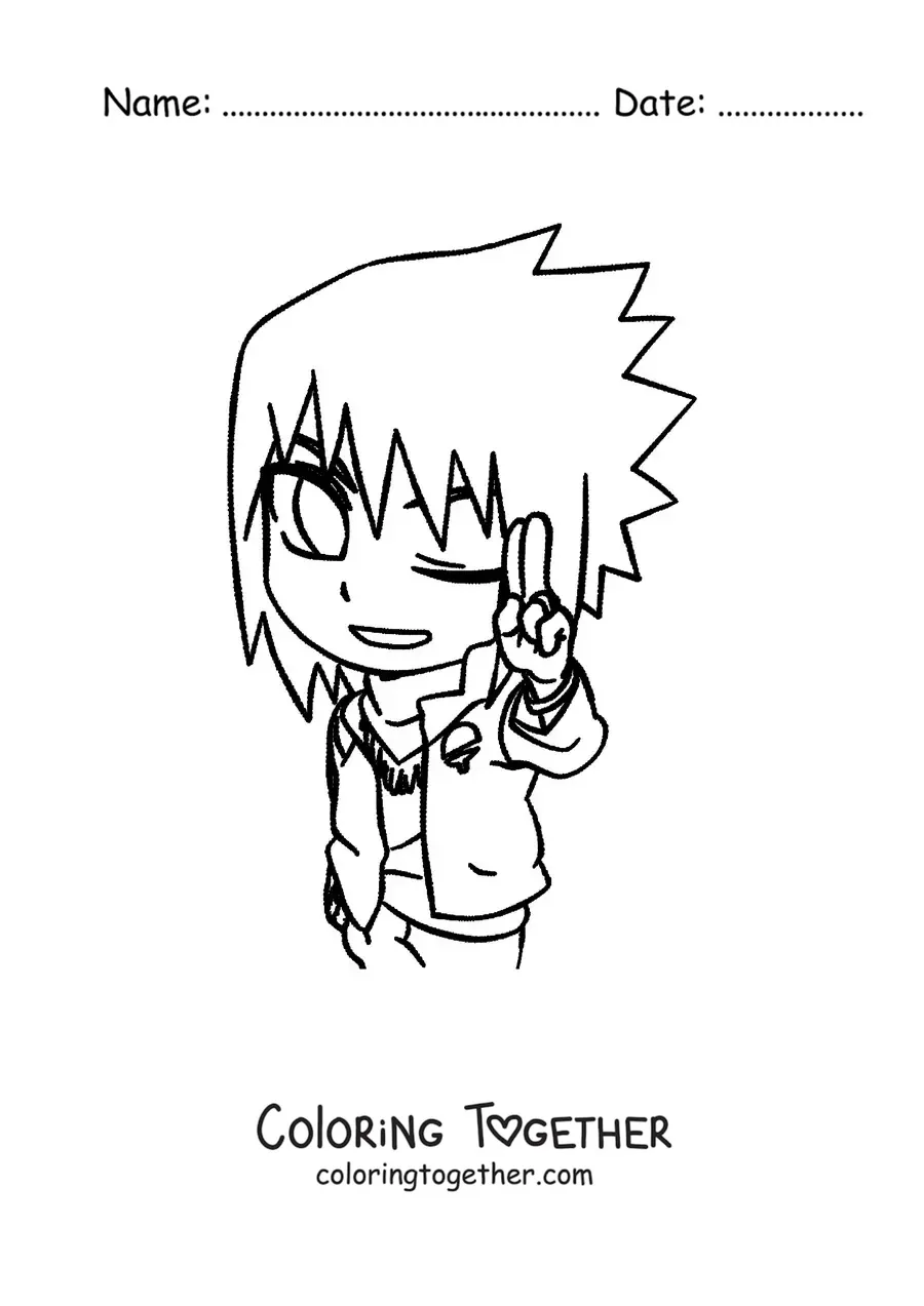 Coloring page of kawaii Sasuke