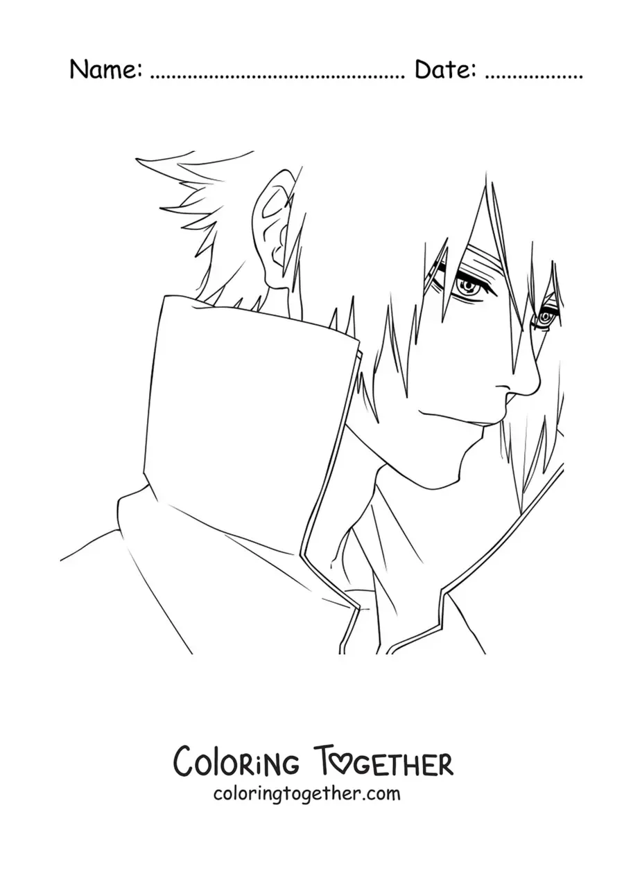 Coloring page of Sasuke with the Rinnegan