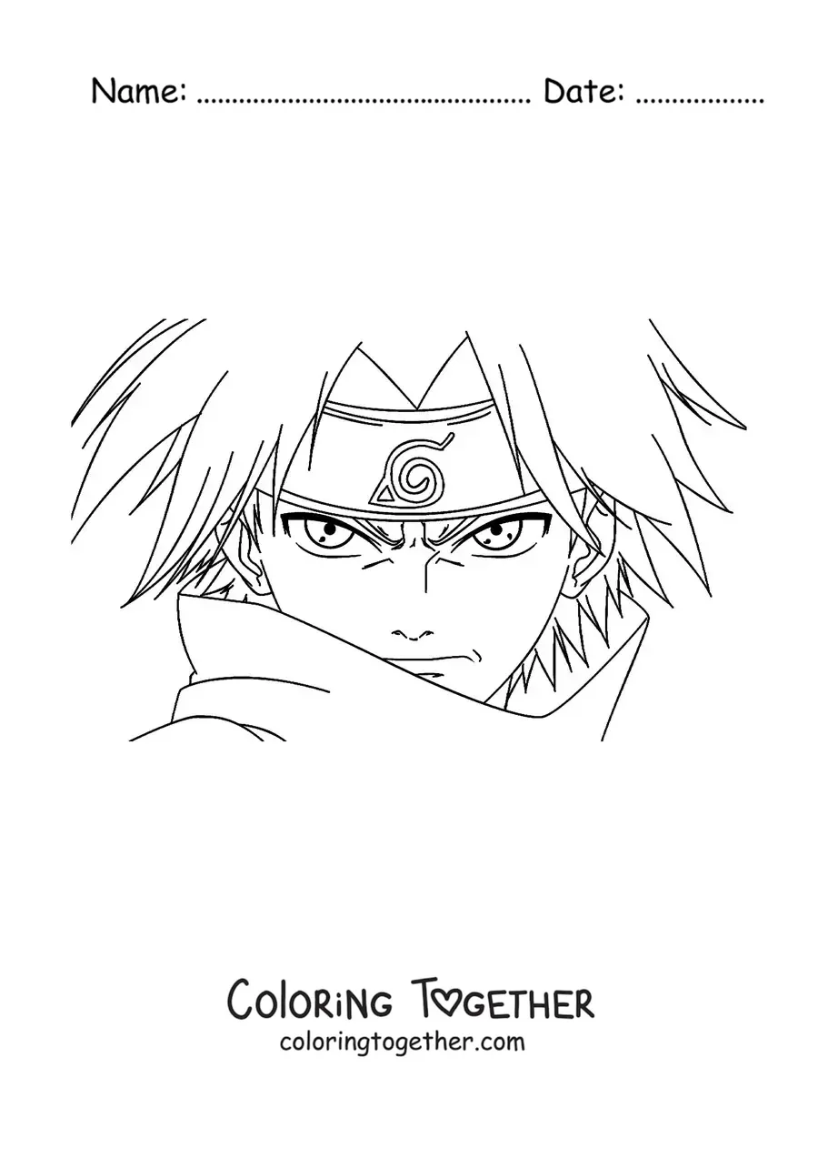 Coloring page of Sasuke's face