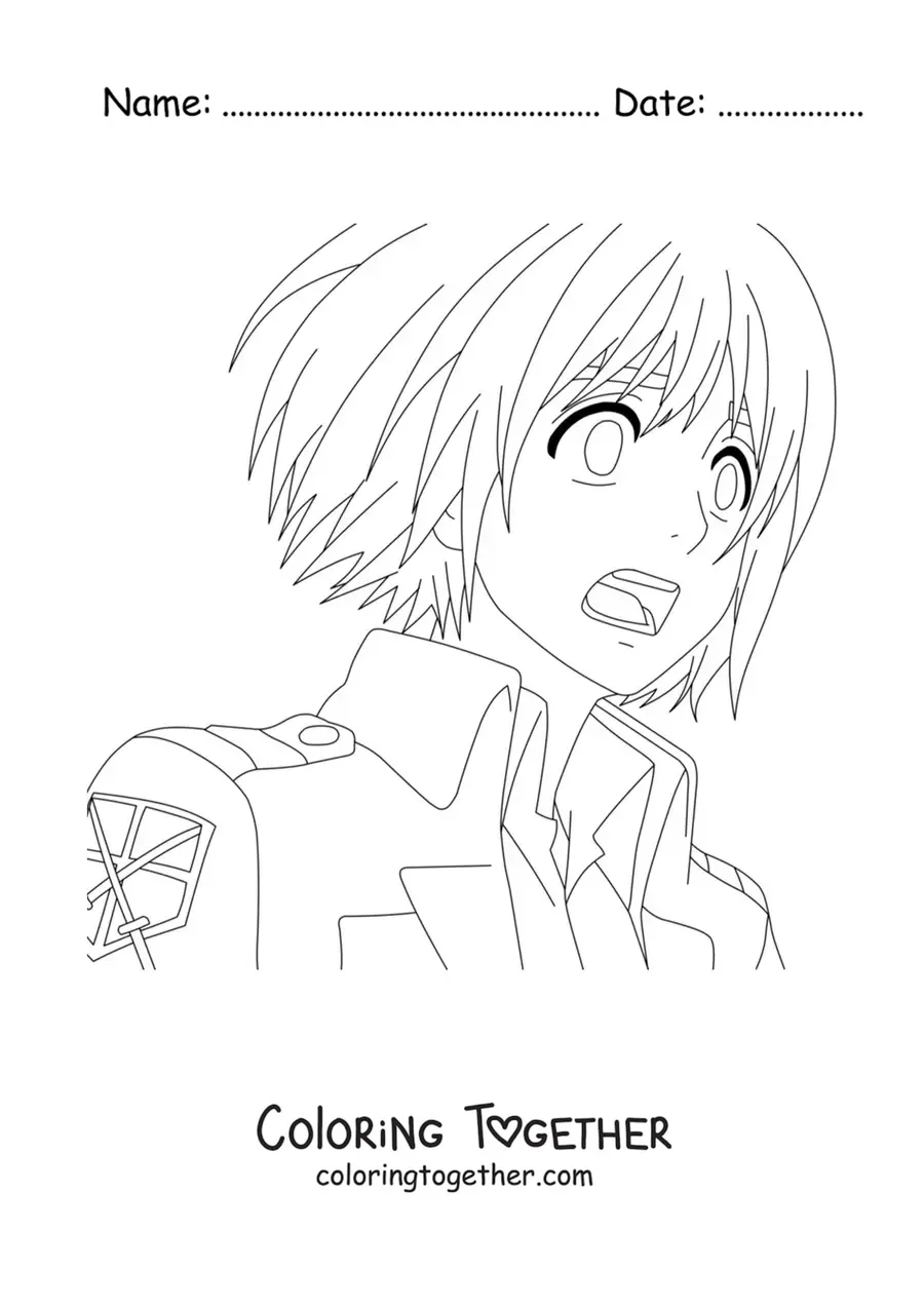 Coloring page of Armin from Attack On Titan