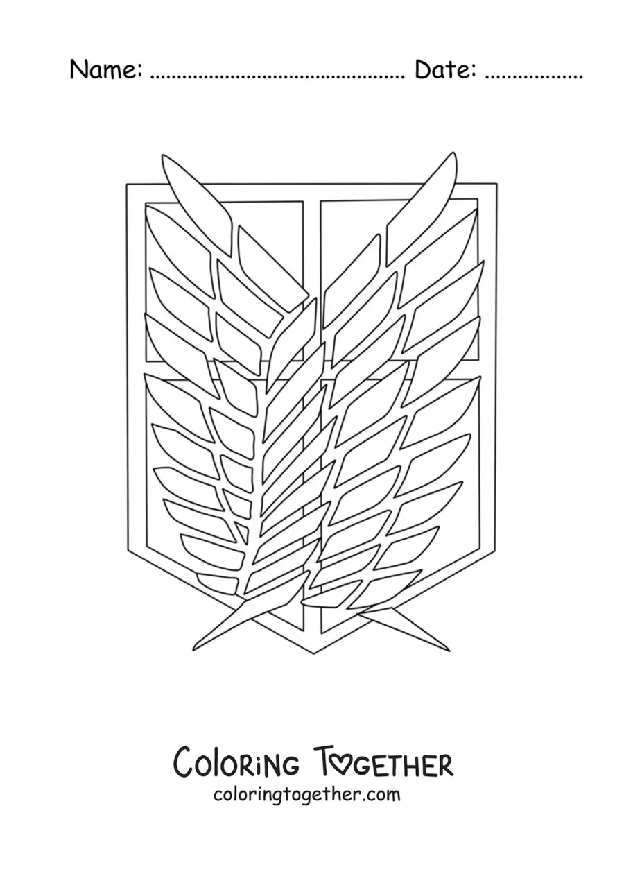 Coloring page of the Wings of Freedom emblem from Attack On Titan