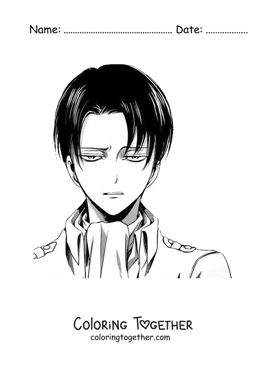 Coloring page of Levi Ackerman's face from Attack On Titan