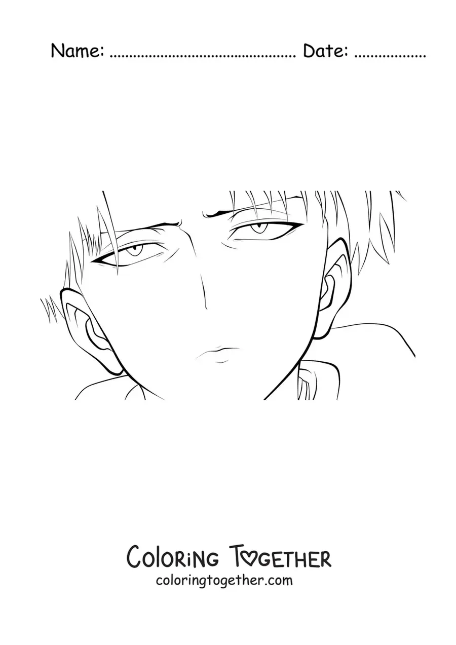 Coloring page of Levi's face from Attack On Titan