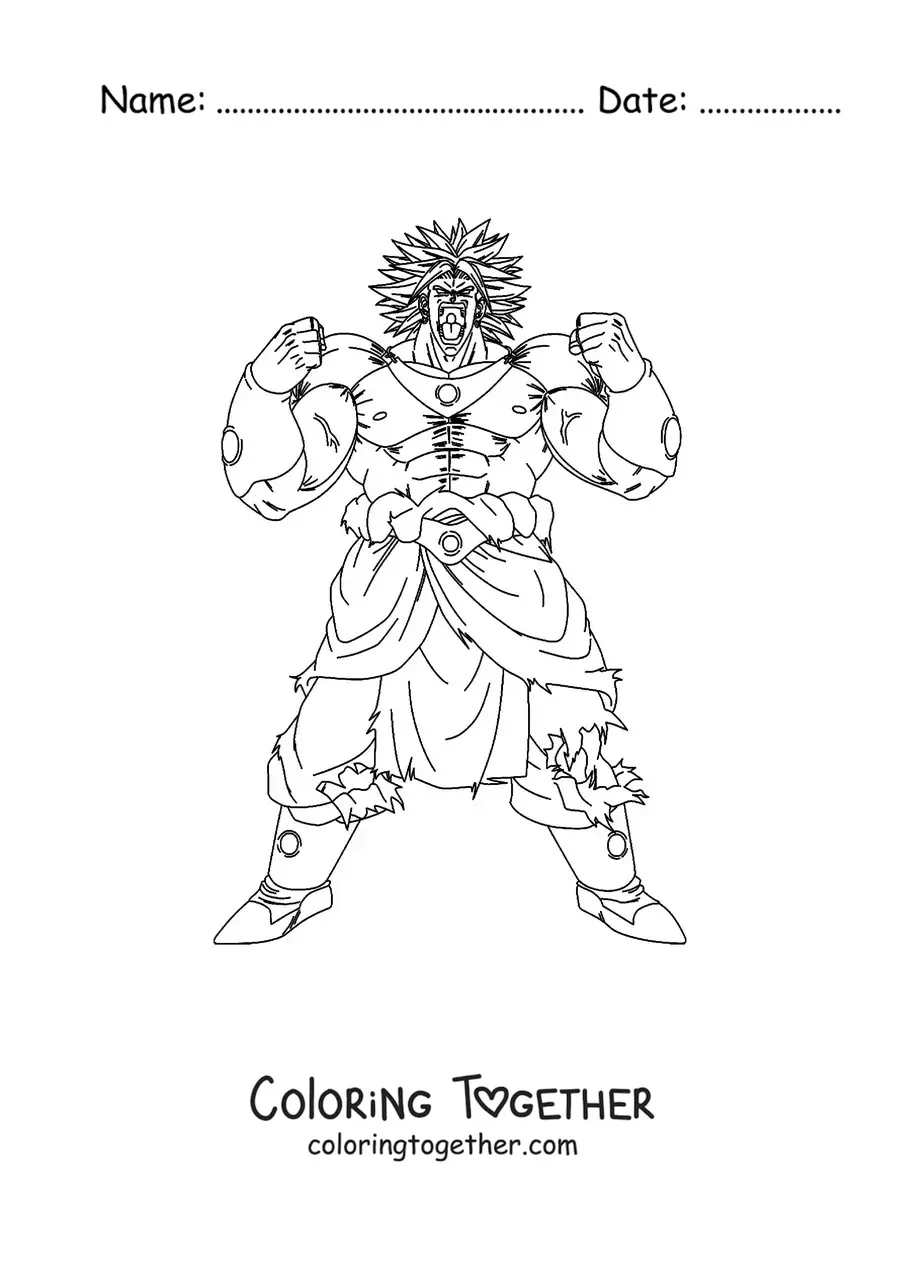 Coloring page of Broly from Dragon Ball