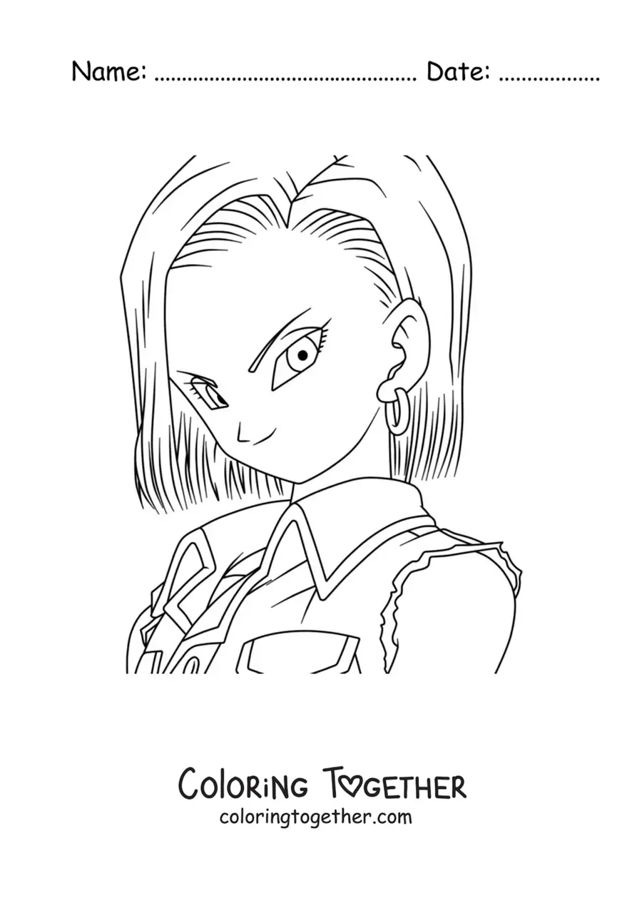 Coloring page of Android 18 from Dragon Ball