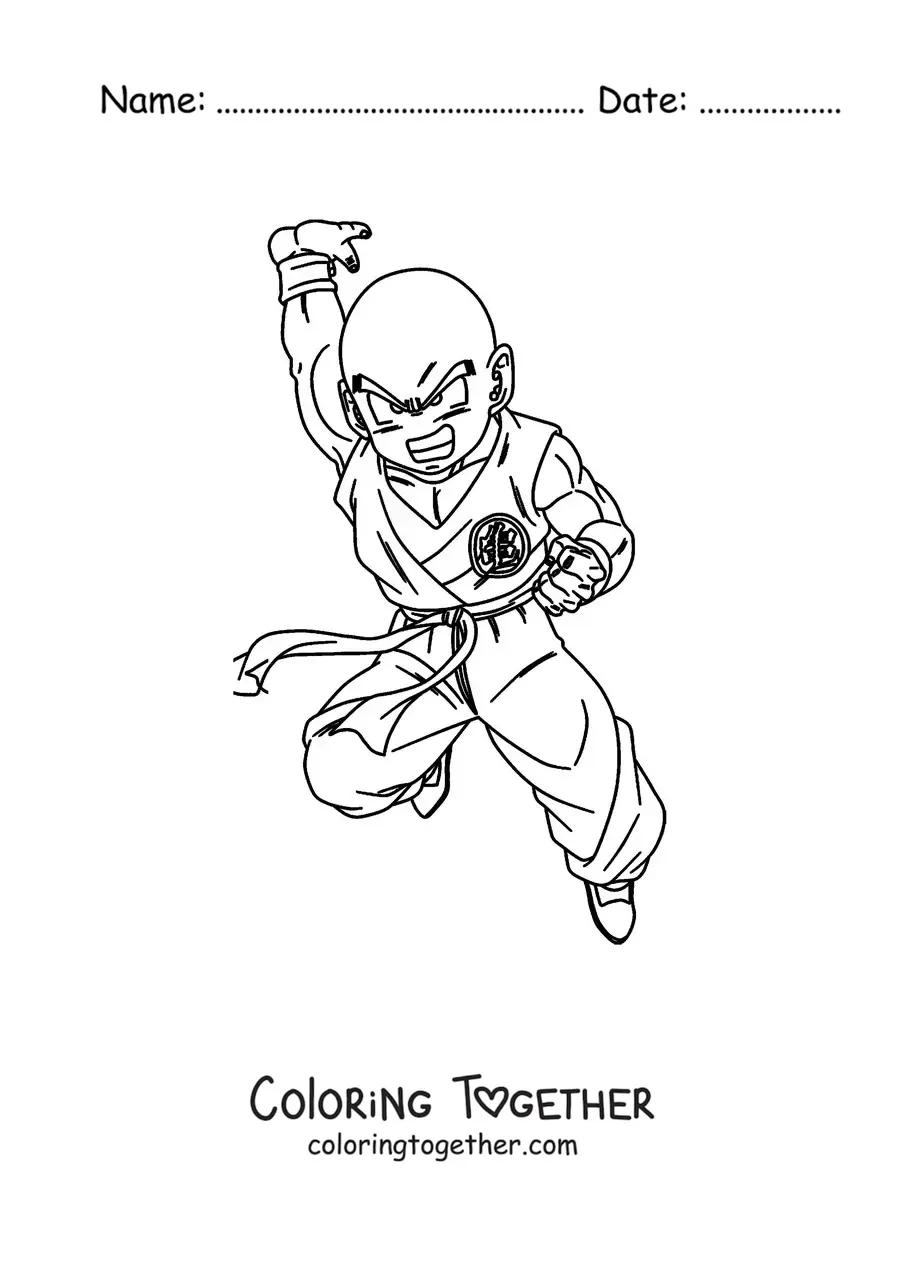 Coloring page of Krillin from Dragon Ball