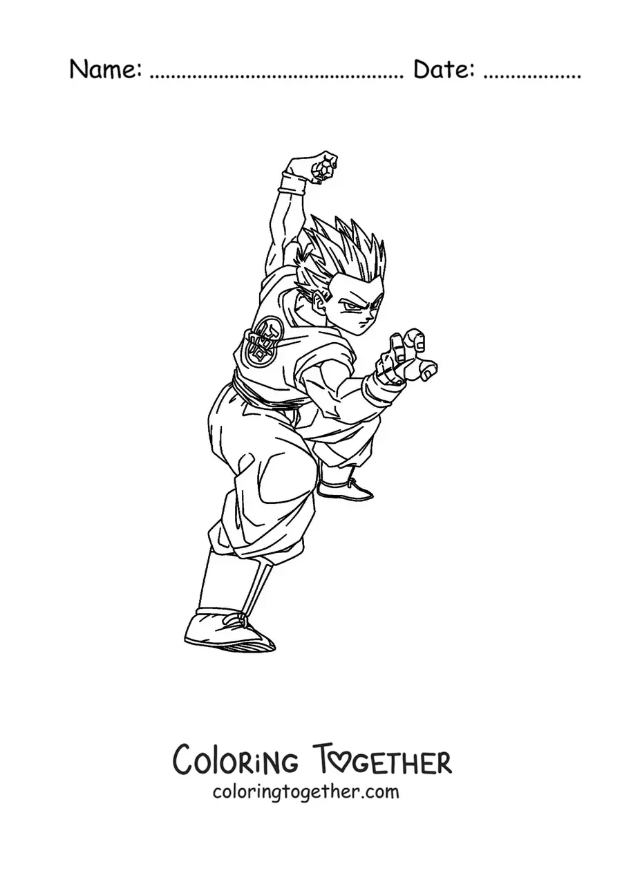 Coloring page of Gohan from Dragon Ball
