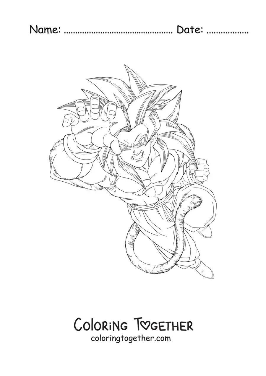 Coloring page of Goku in phase 4 from Dragon Ball