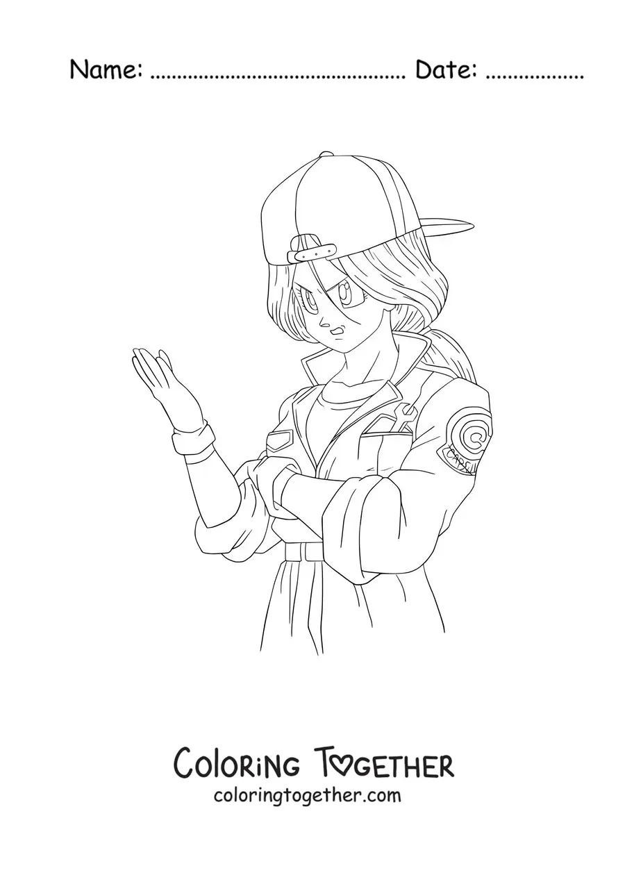 Coloring page of Bulma from the alternate future of Dragon Ball