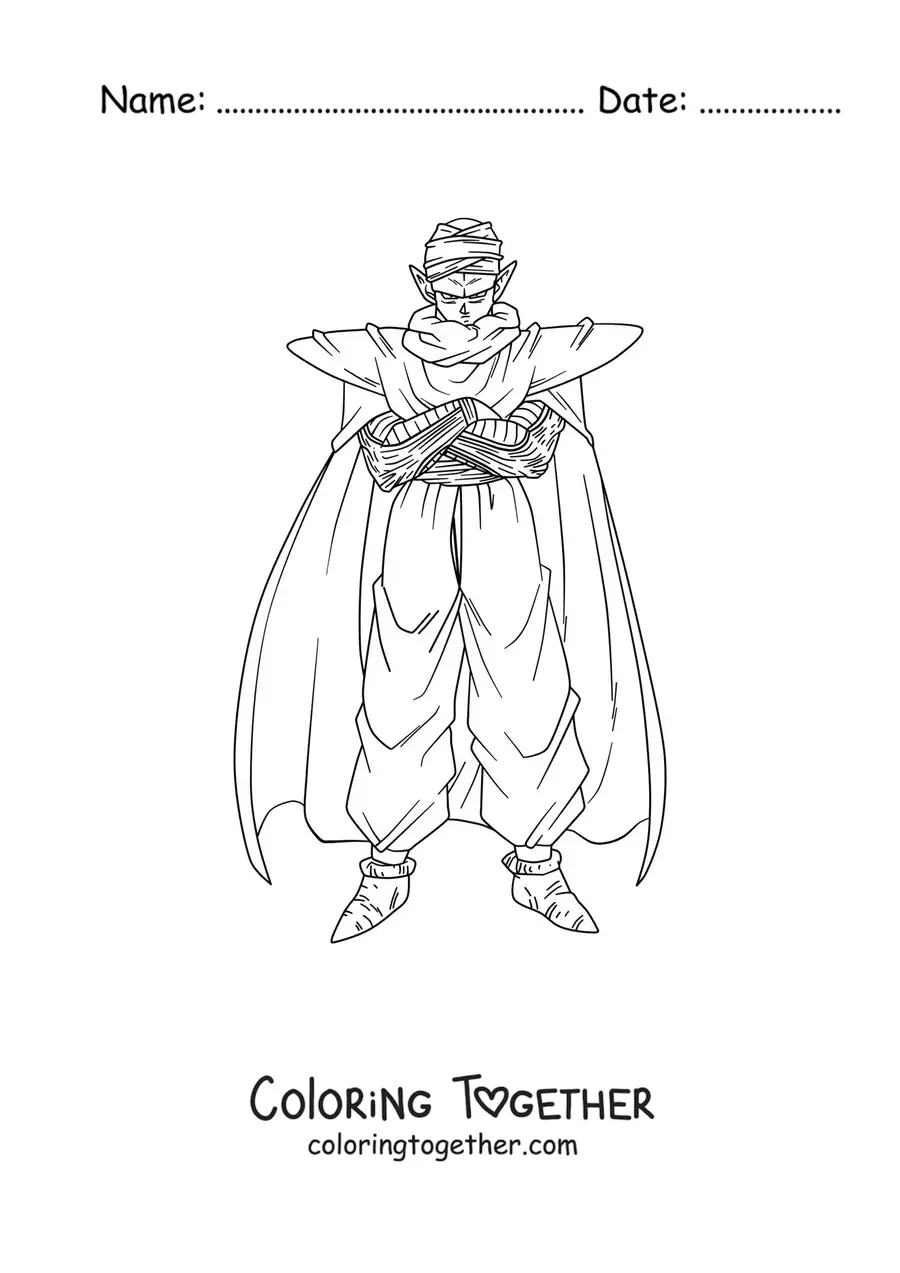 Coloring page of Piccolo from Dragon Ball