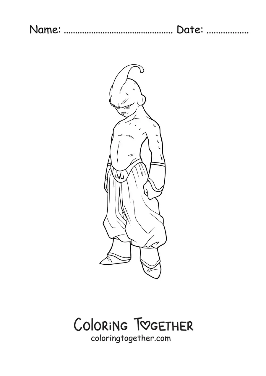 Coloring page of Majin Buu from Dragon Ball