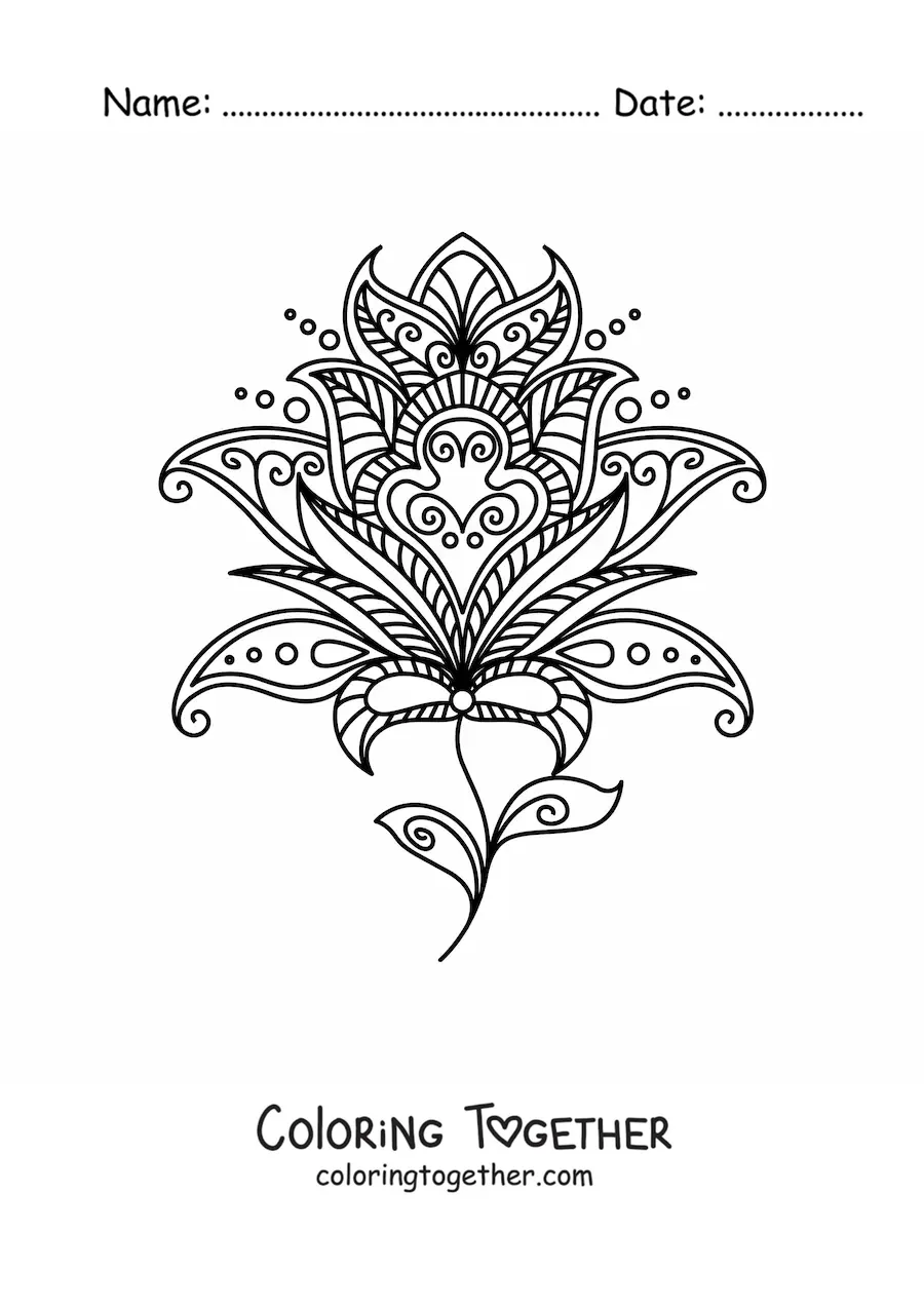 Coloring page of a rose mandala