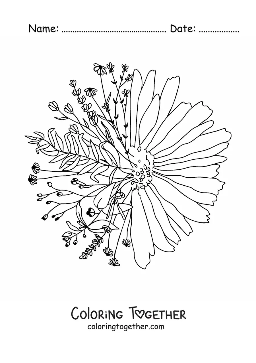 Coloring page of a beautiful daisy