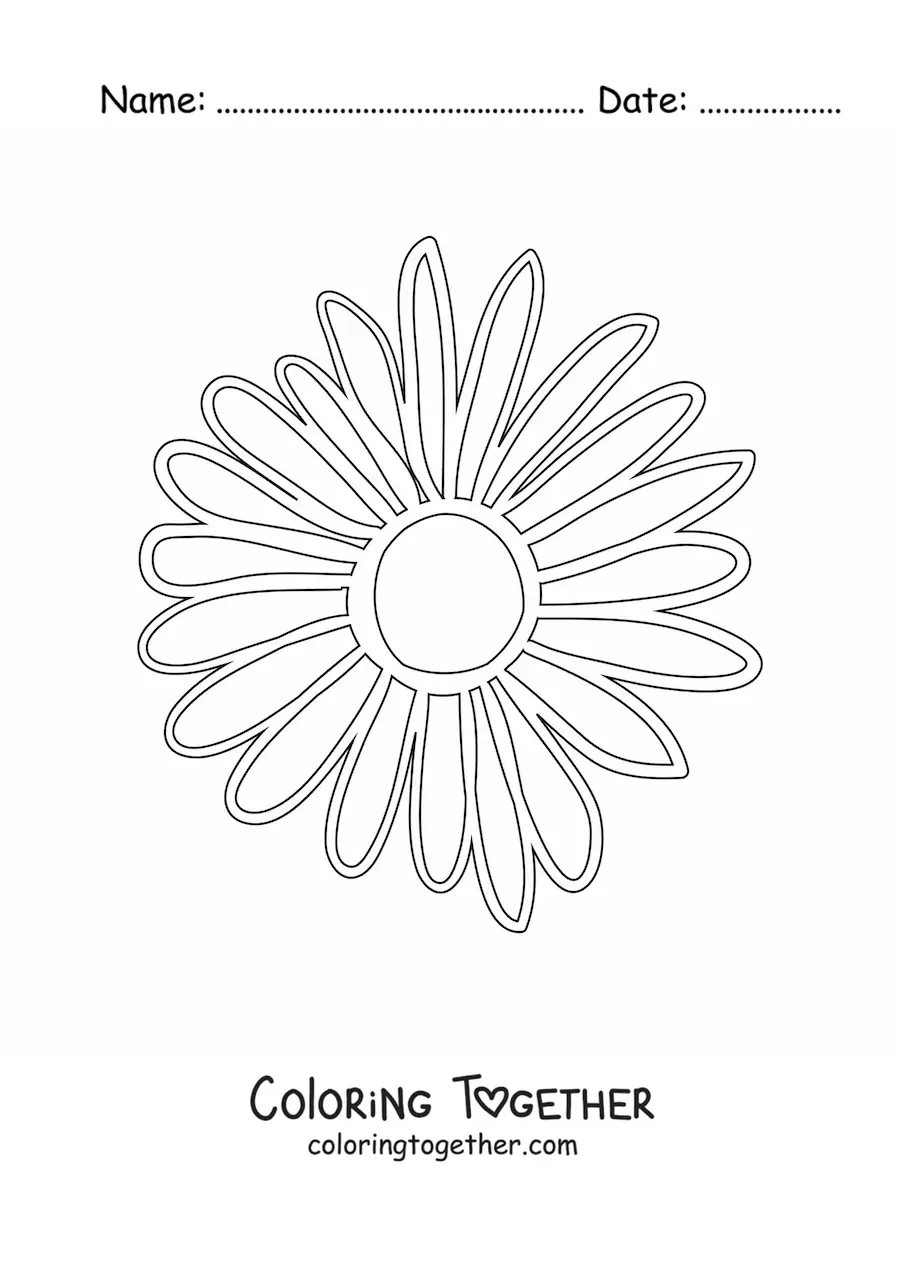Coloring page of a large simple daisy