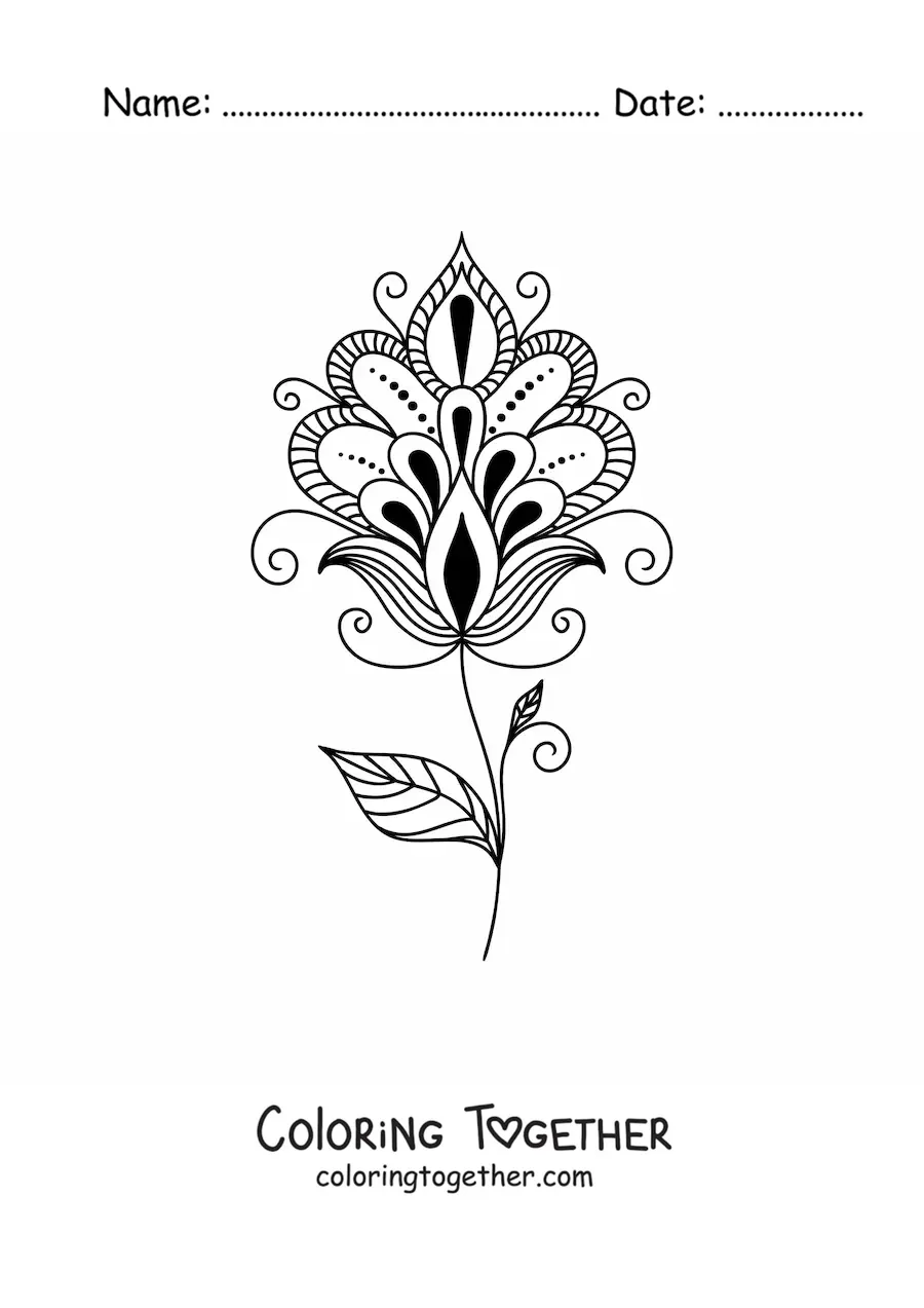 Coloring page of a carnation mandala