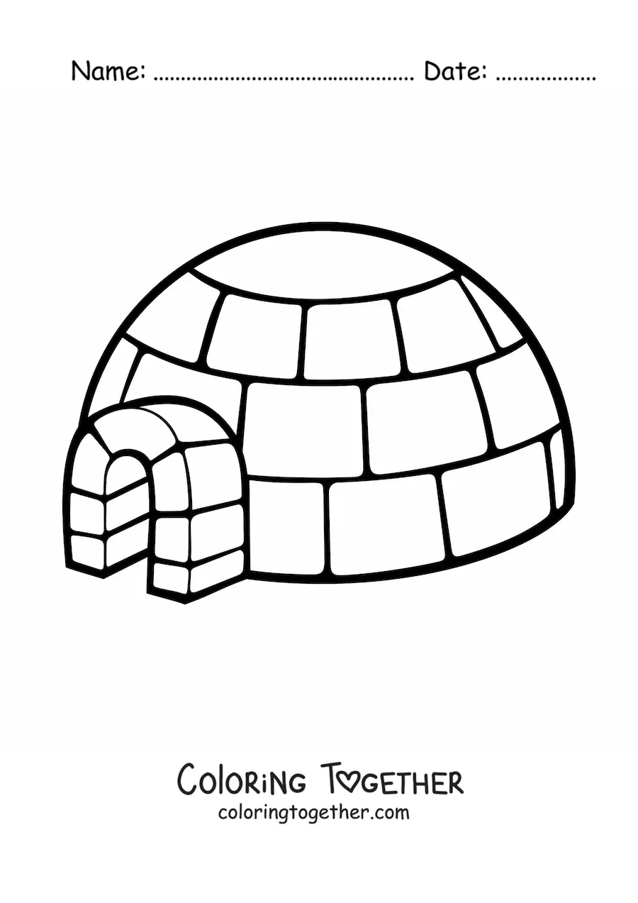 Coloring page of an igloo