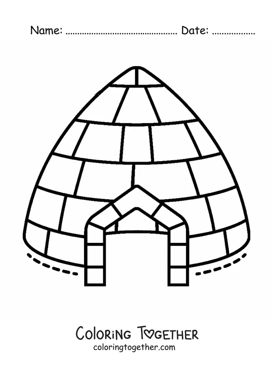 Coloring page of a modern igloo