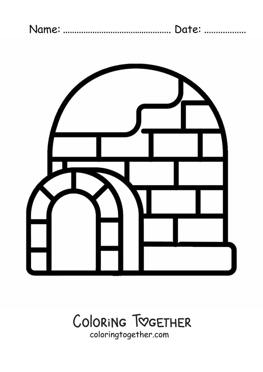 Coloring page of a simple igloo