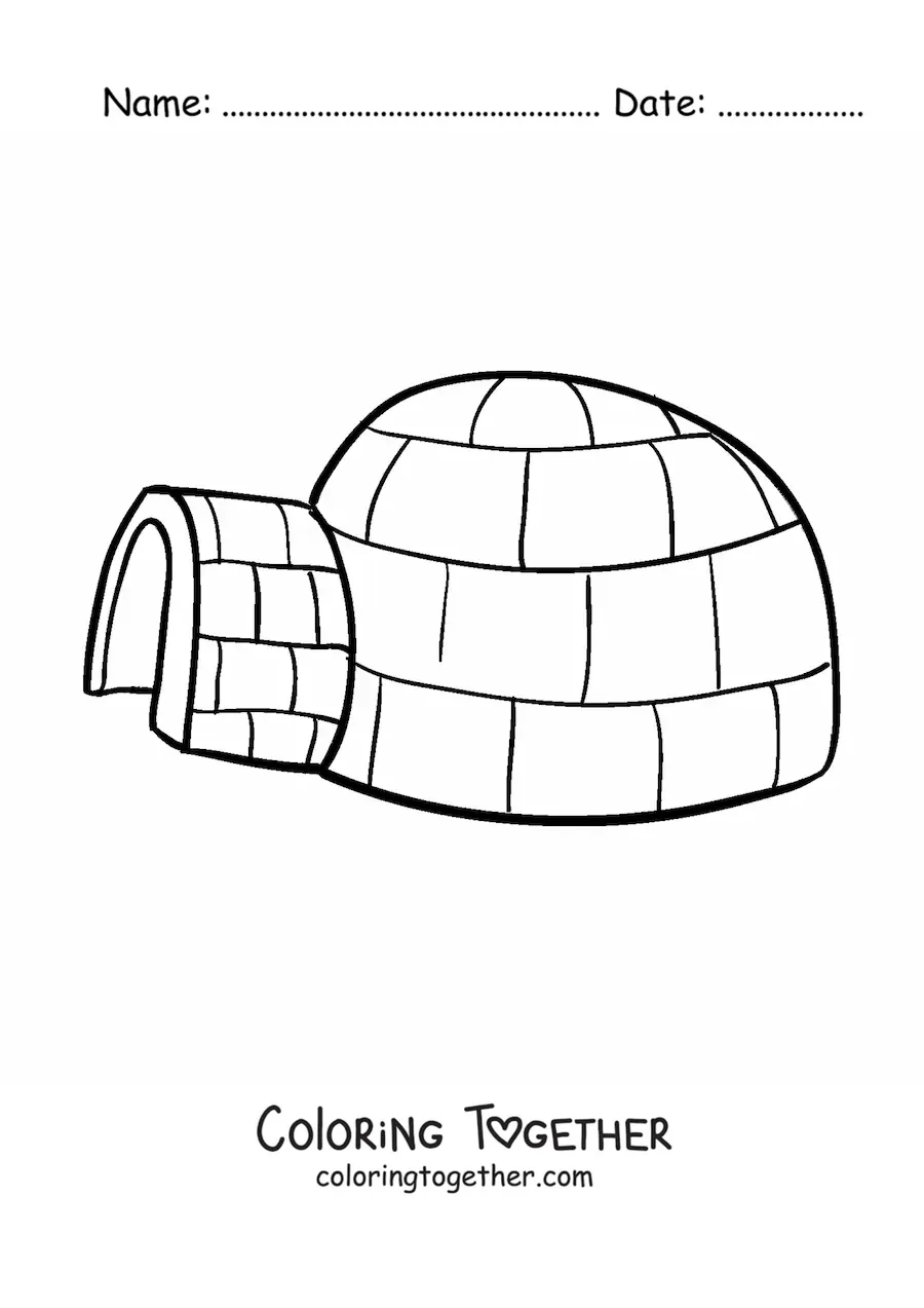 Coloring page of a traditional igloo