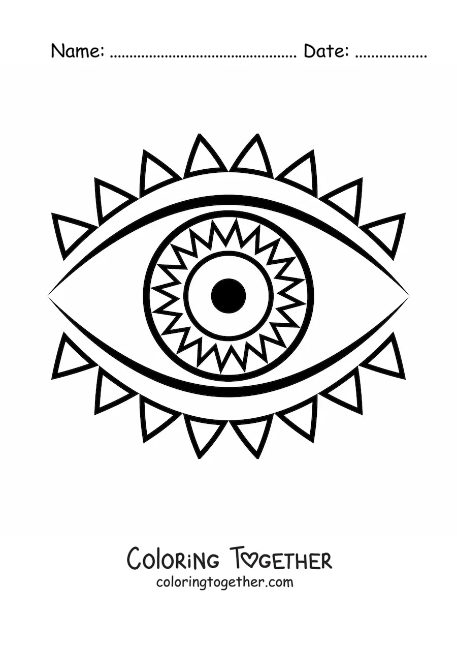 Coloring page of an eye with triangular lashes
