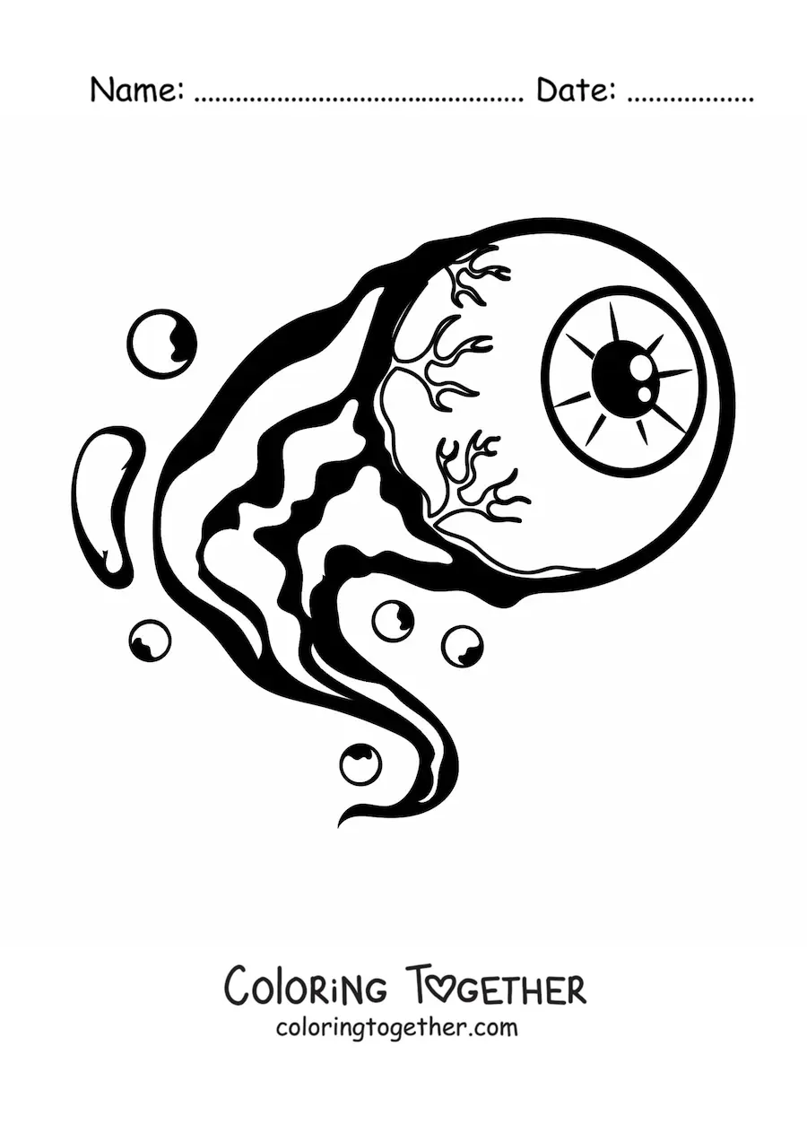 Coloring page of a cartoon eyeball