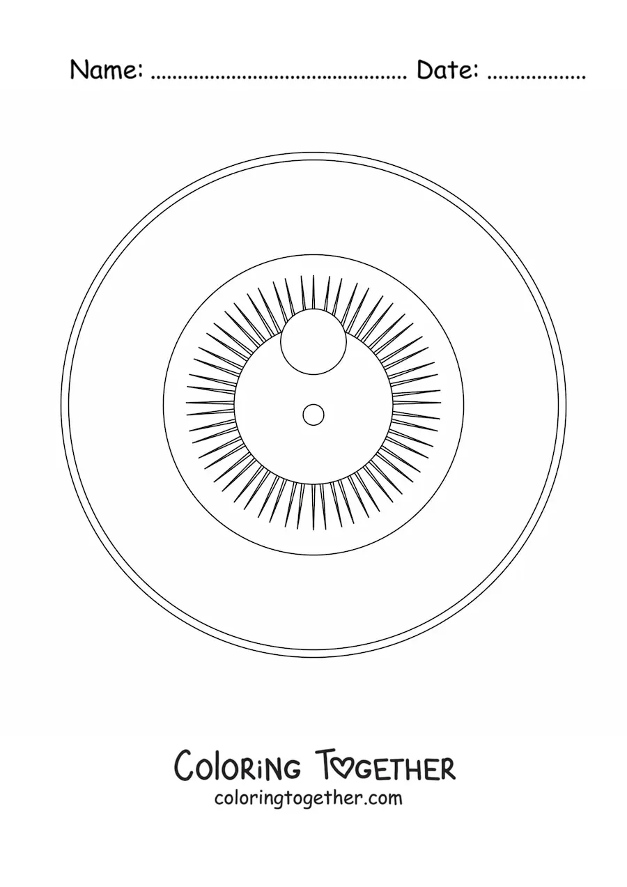Coloring page of an eyeball seen from the front