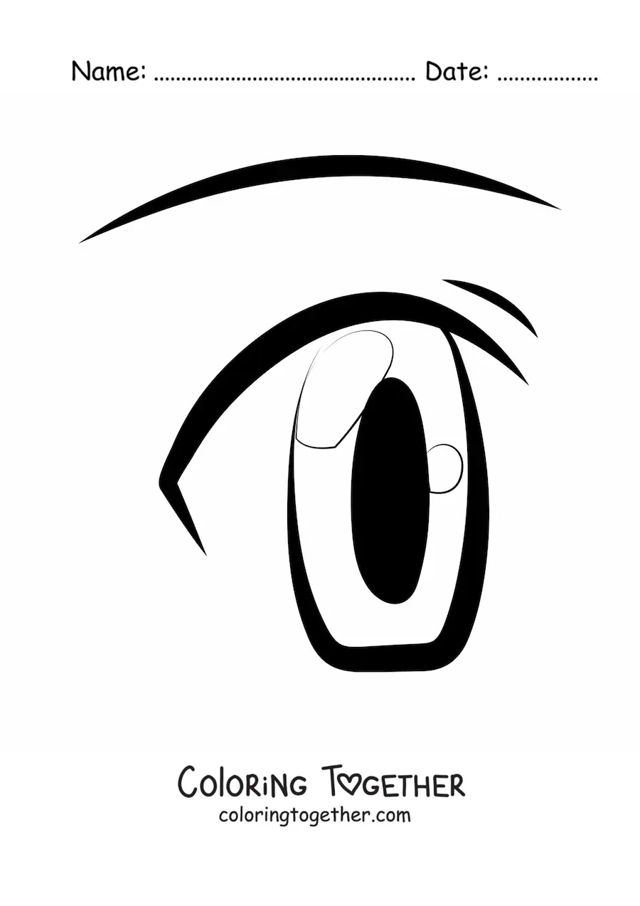 Coloring page of an eye drawn in anime style