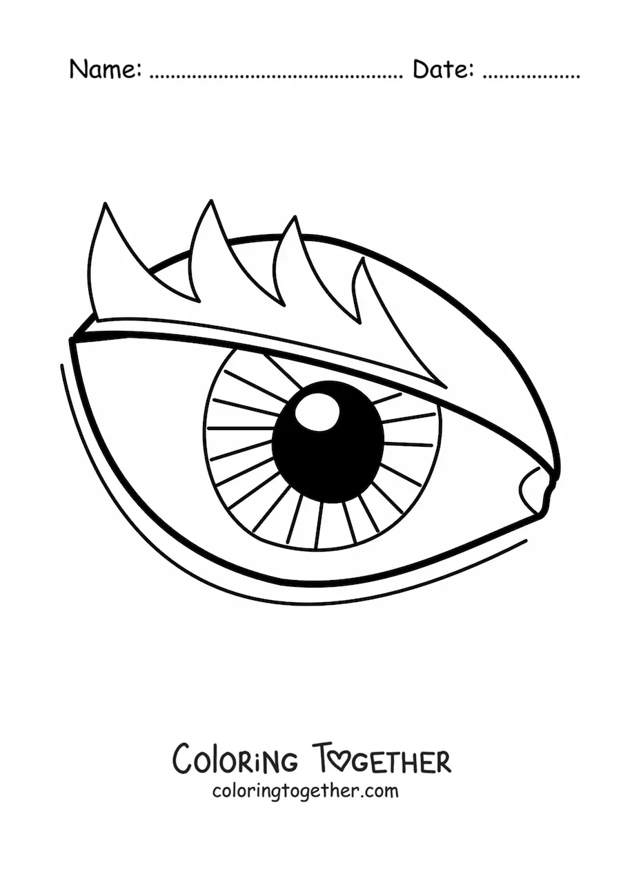 Coloring page of a cartoon eye with eyelashes