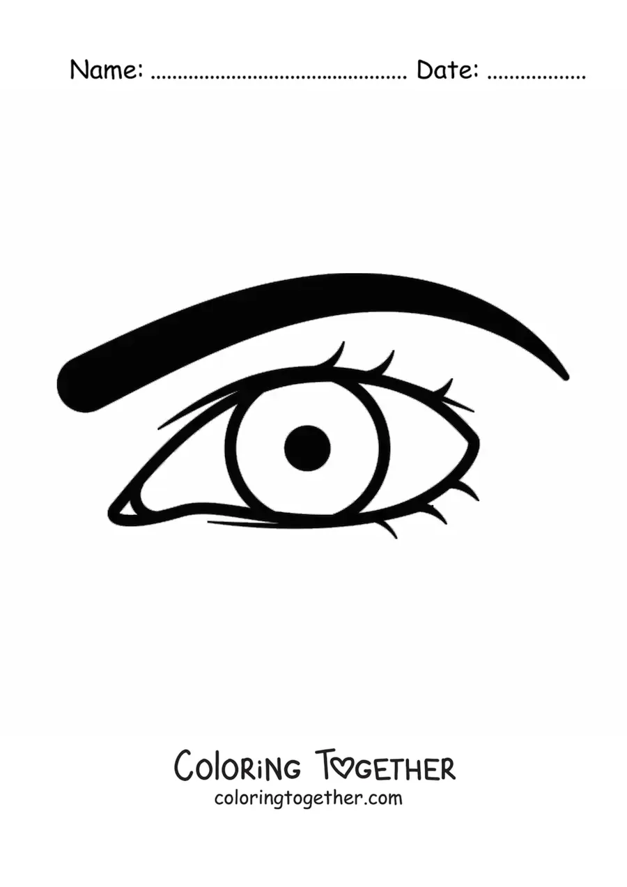 Coloring page of a masculine eye with an eyebrow