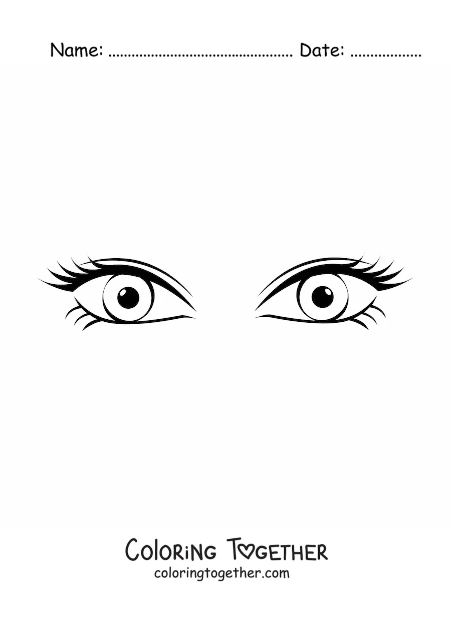 Coloring page of a pair of pretty eyes