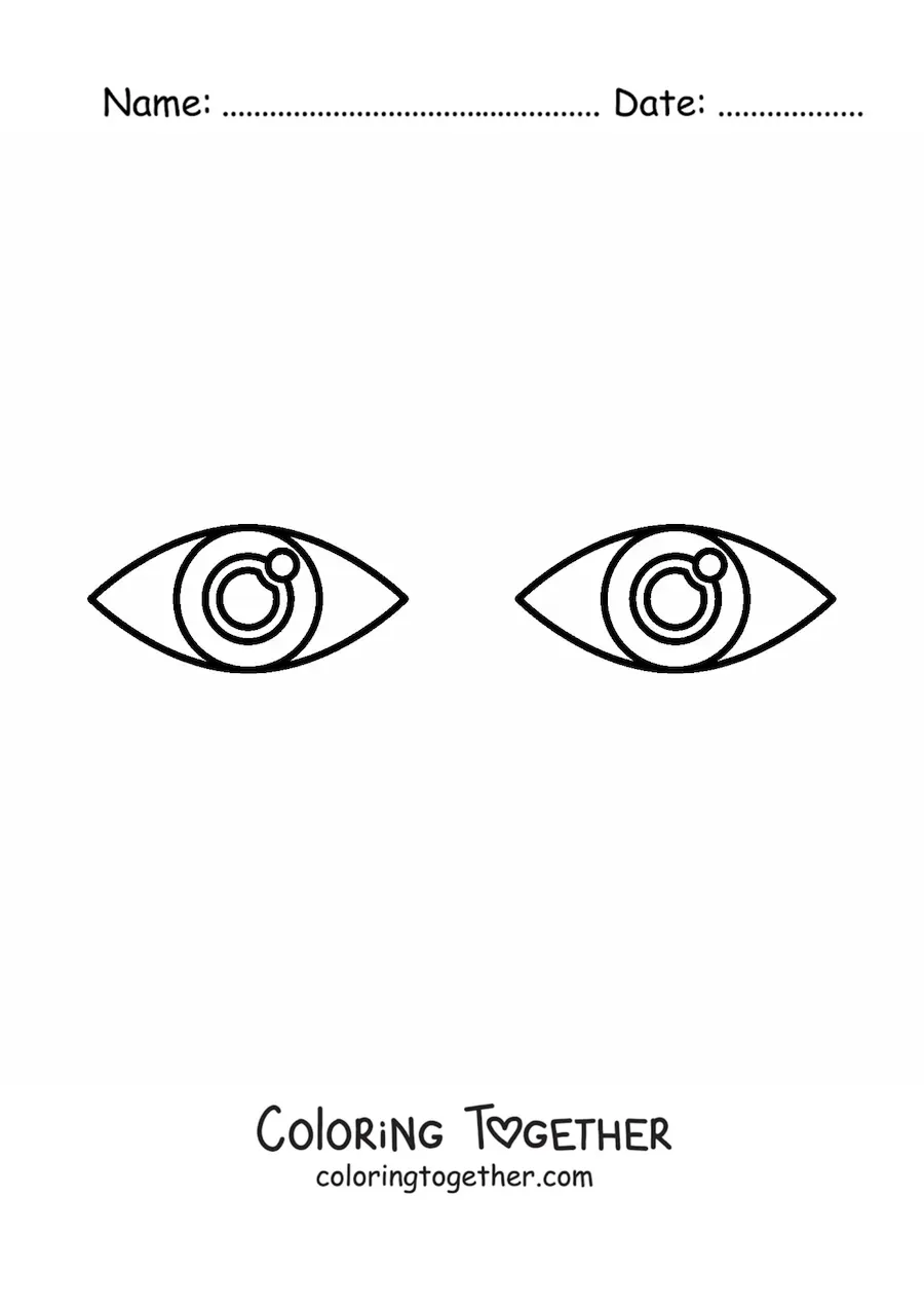 Coloring page of a pair of open eyes