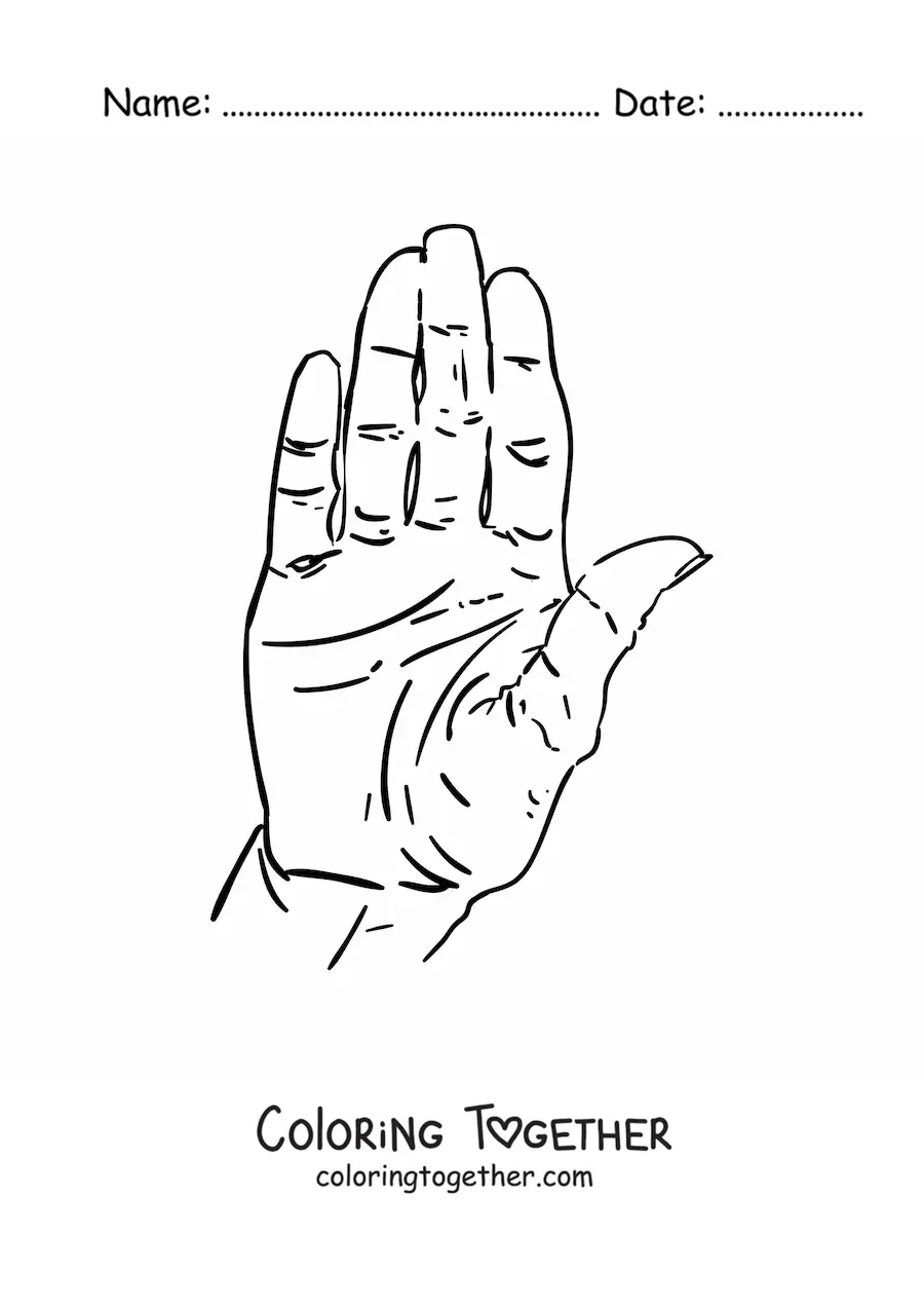 Coloring page of the palm of the hand