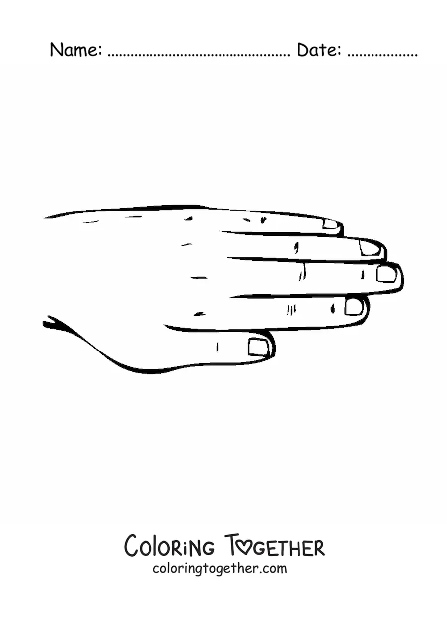 Coloring page of the left hand