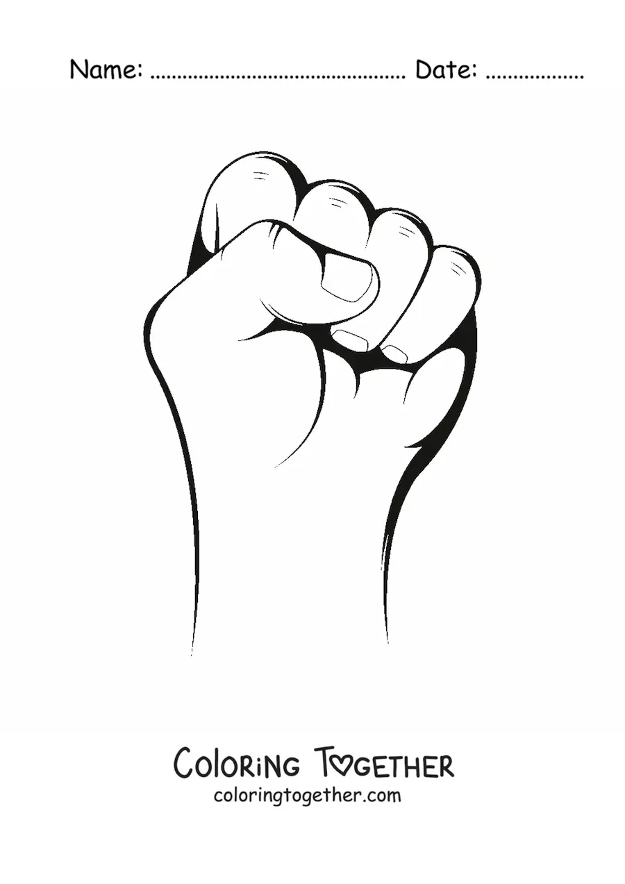 Coloring page of a closed left fist