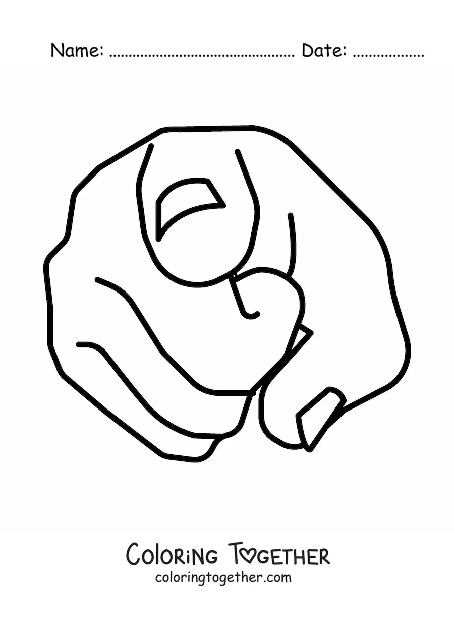 Coloring page of a hand pointing