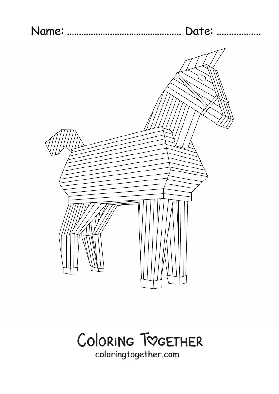 Coloring page of the Trojan horse